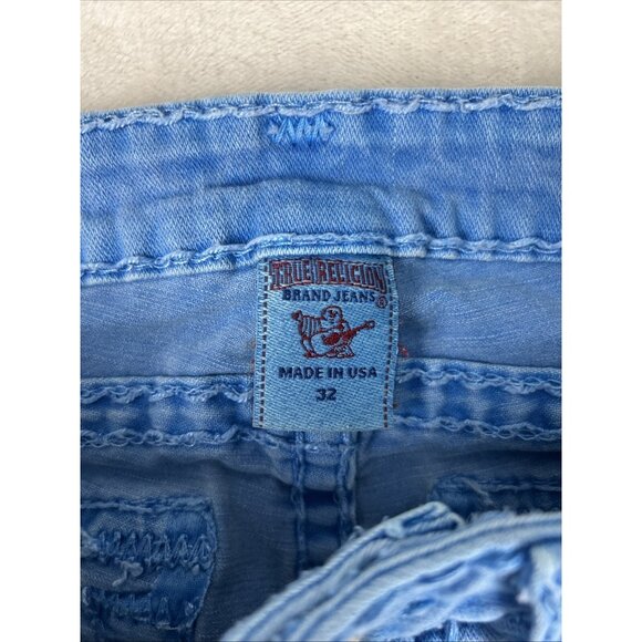 True Religion Jeans Womens Size 32 Blue Lily Super T Capri Made In USA *FLAW - Picture 3 of 13